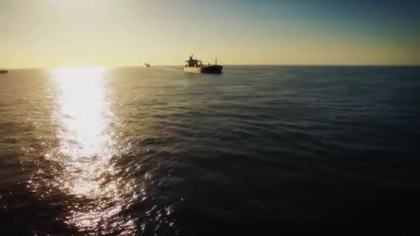 Konteyner Gemisi Okyanusta Hava Atış — Stok video