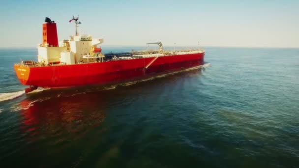 Aerial Shot Container Ship Ocean — Stock Video