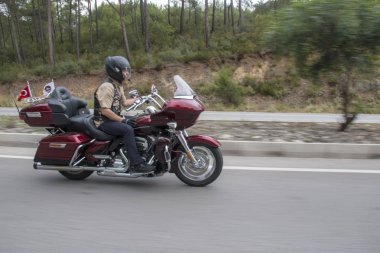 Harley Davidson 'a binerken mutlu sürücü