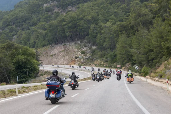 Conductor feliz montando Harley Davidson — Foto de Stock