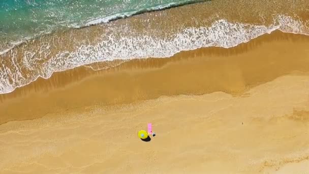 Aerial View Mediterranean Beach — Stock Video