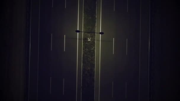 Luchtfoto Uitzicht Highway Road Traffic Nachts — Stockvideo