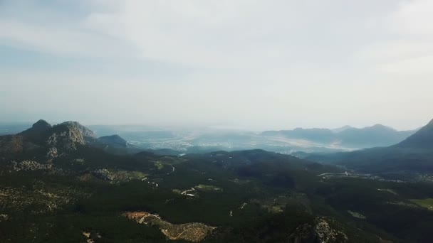 Aerial Voando Sobre Floresta Abetos Nas Montanhas — Vídeo de Stock