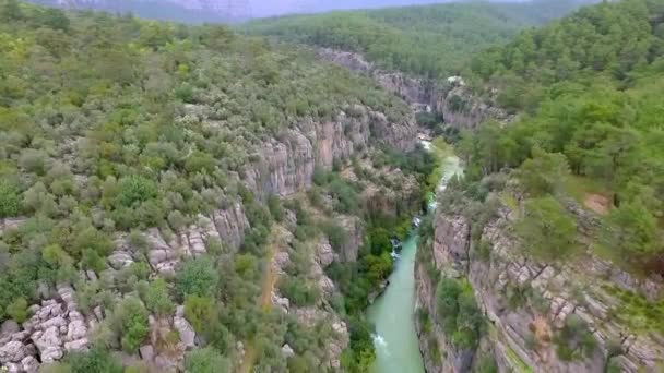 Blick Von Oben Auf Den Sich Schnell Bewegenden Fluss Mit — Stockvideo