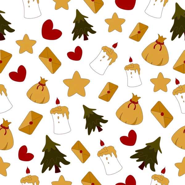 Weihnachten nahtlose Muster unterschiedlicher Elemente. — Stockvektor