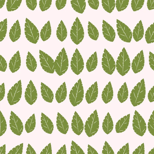 Modello senza cuciture di foglie verdi su uno sfondo beige . — Vettoriale Stock