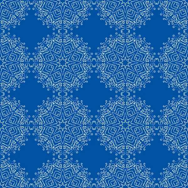 Seamless white pattern on a blue background. — Stock Vector