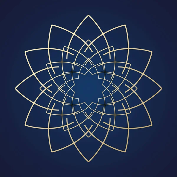 Abstract golden flower of the lines on a blue background. — Stock Vector