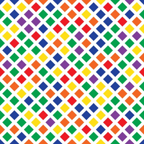 白いれたらの色の正方形の陽気なシームレス パターン — ストックベクタ