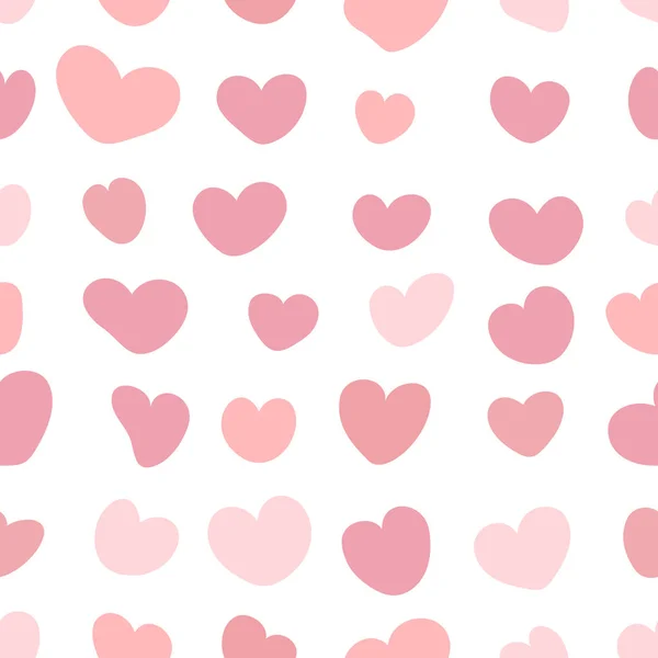 白背景にピンクの心でシームレスなパターン. — ストックベクタ
