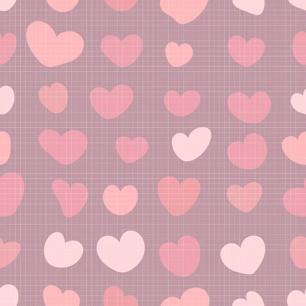 Seamless fabric pattern with romantic pink hearts. — Stock Vector