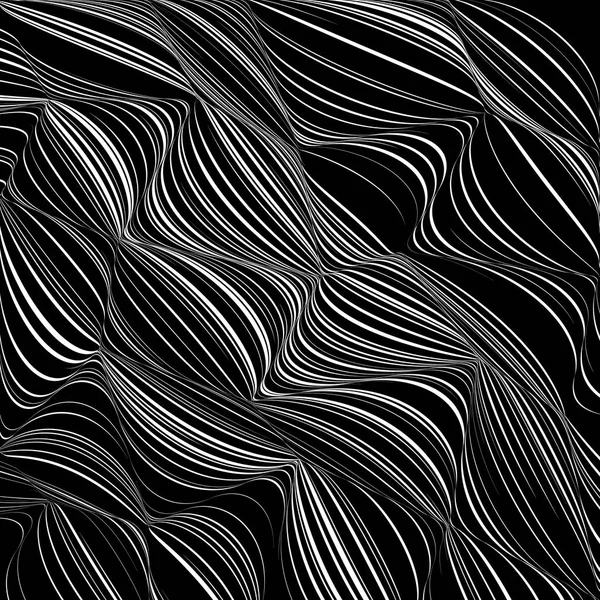Patrón abstracto de una pluralidad de líneas deformadas en un bac negro — Archivo Imágenes Vectoriales