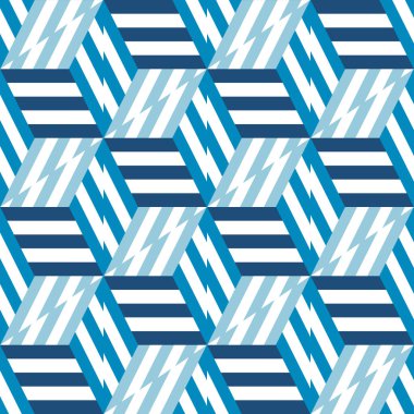 Mavi küpleri ve hatları soyut seamless modeli.