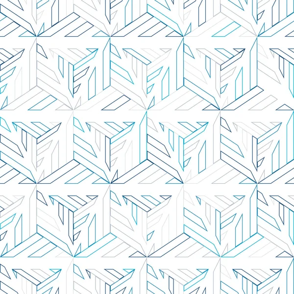 Абстрактный бесшовный рисунок синих контуров и треугольников . — стоковый вектор