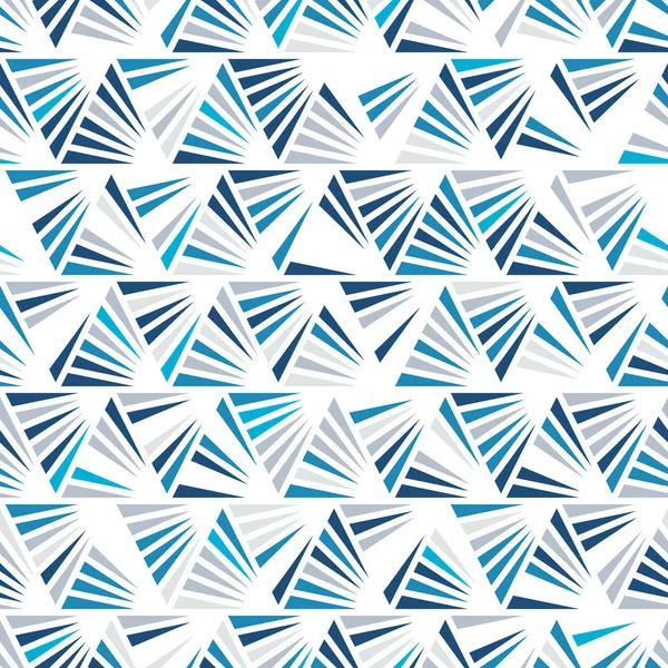 Nahtlose helle Muster des blauen Dreiecks auf weißem Hintergrund. — Stockvektor