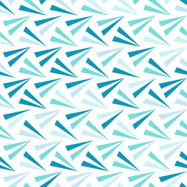 Nahtlose ursprüngliche Muster des blauen Dreiecks auf weißem Hintergrund — Stockvektor