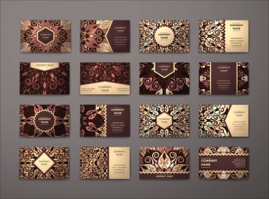 Vektör vintage kartvizit büyük set