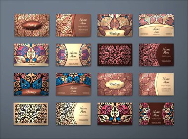 Vektör vintage kartvizit büyük set