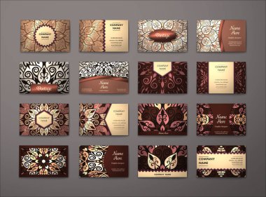 Vektör vintage kartvizit büyük set