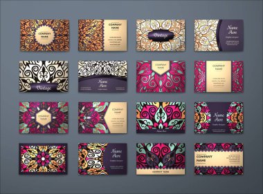 Vektör vintage kartvizit büyük set