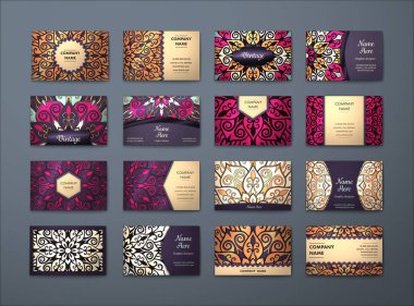 Vektör vintage kartvizit büyük set