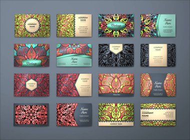 Vektör vintage kartvizit büyük set