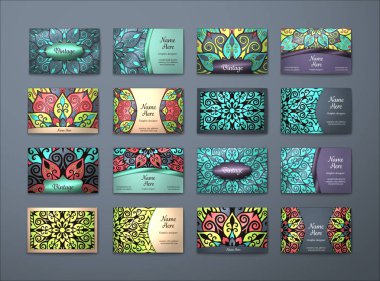 Vektör vintage kartvizit büyük set