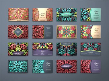 Vektör vintage kartvizit büyük set