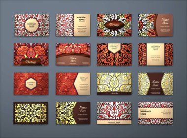 Vektör vintage kartvizit büyük set