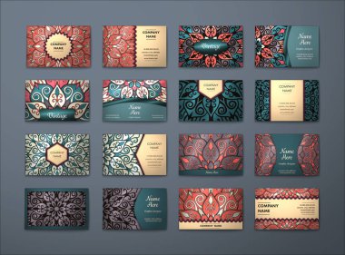 Vektör vintage kartvizit büyük set