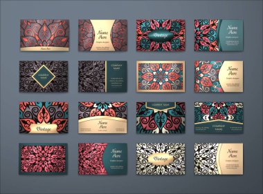 Vektör vintage kartvizit büyük set