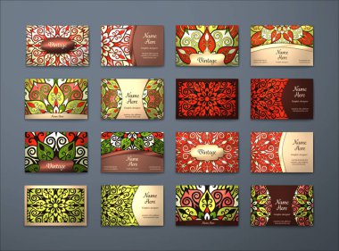 Vektör vintage kartvizit büyük set