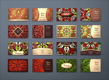 Vektör vintage kartvizit büyük set