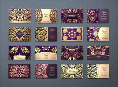 Vektör vintage kartvizit büyük set