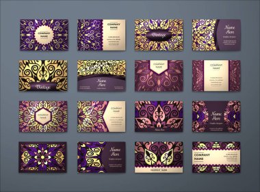 Vektör vintage kartvizit büyük set