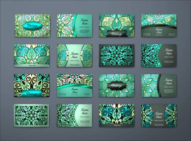 Vektör vintage kartvizit büyük set