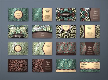 Vektör vintage kartvizit büyük set