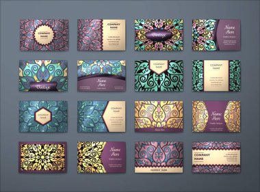 Vektör vintage kartvizit büyük set