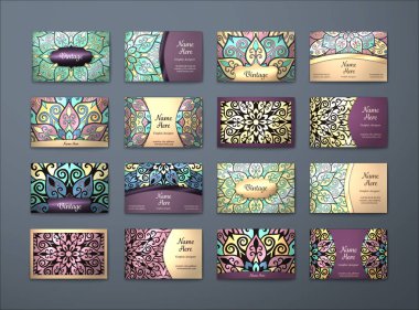 Vektör vintage kartvizit büyük set