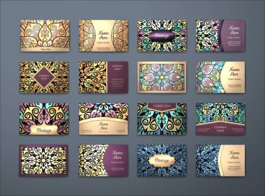 Vektör vintage kartvizit büyük set