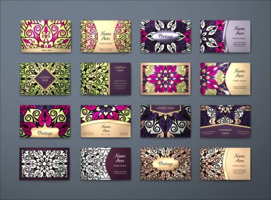 Vektör vintage kartvizit büyük set