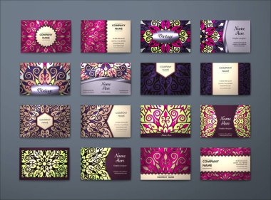 Vektör vintage kartvizit büyük set