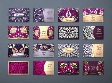 Vektör vintage kartvizit büyük set