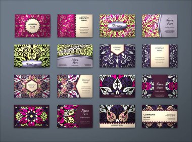 Vektör vintage kartvizit büyük set