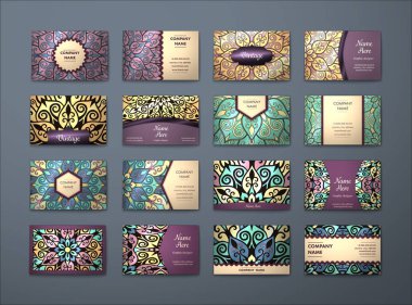 Vektör vintage kartvizit büyük set