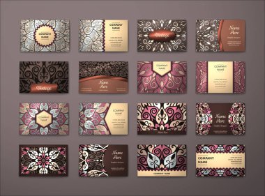 Vektör vintage kartvizit büyük set