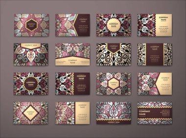 Vektör vintage kartvizit büyük set