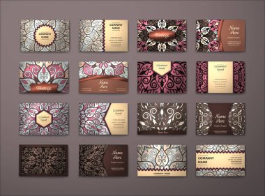 Vektör vintage kartvizit büyük set