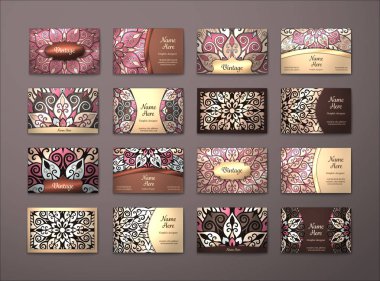 Vektör vintage kartvizit büyük set