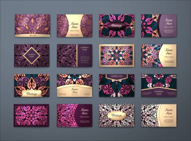 Vektör vintage kartvizit büyük set